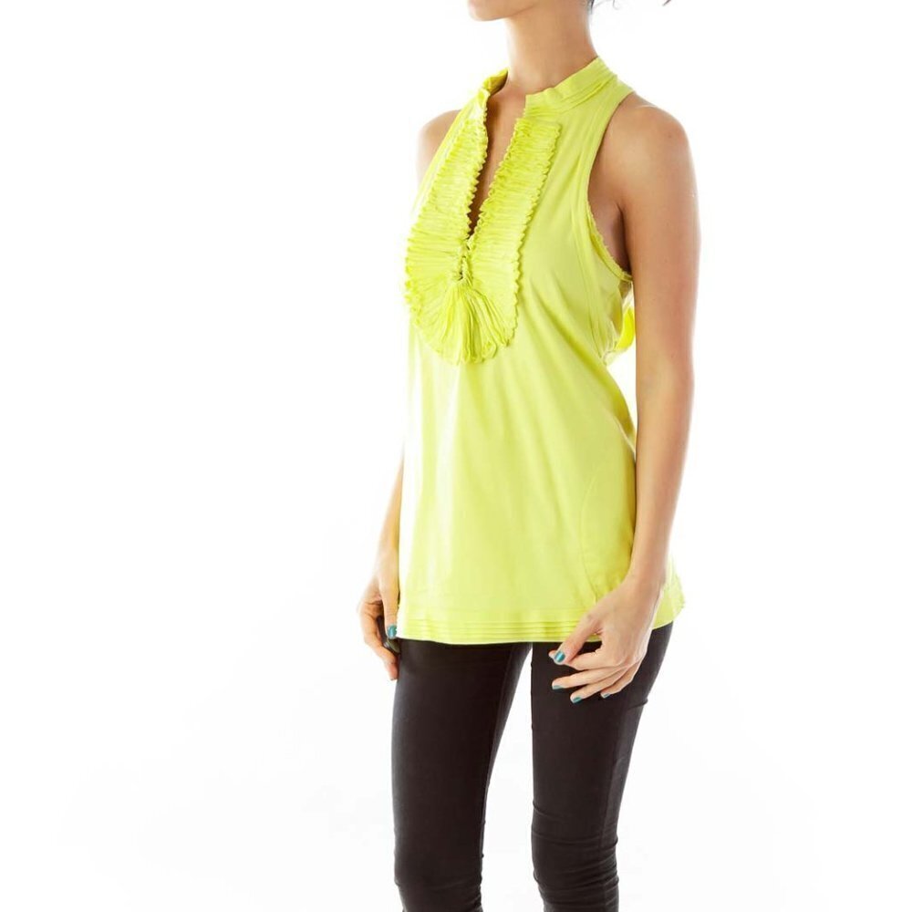 BCBG MaxAzria Lime Green Racerback Blouse - Picture 3 of 3